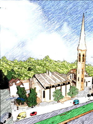 St Michael's church model image on Marine Road.