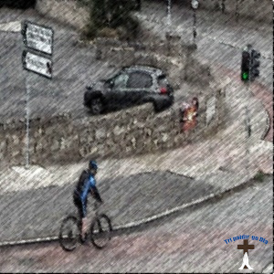 Foxrock cyclist at Foxrock church.