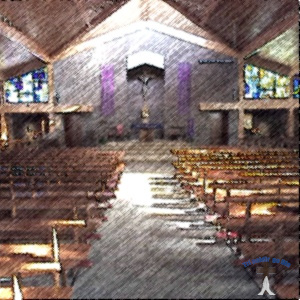The nave and altar in Johnstown Church Churchview Road.