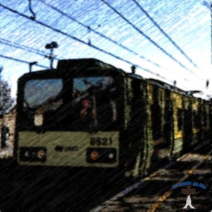 Dalkey station with Dart train from Killiney.