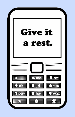 Mobile phone animation with text switch it off.