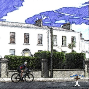 Cyclist on Summerhill Road near Dart station Glsthule.